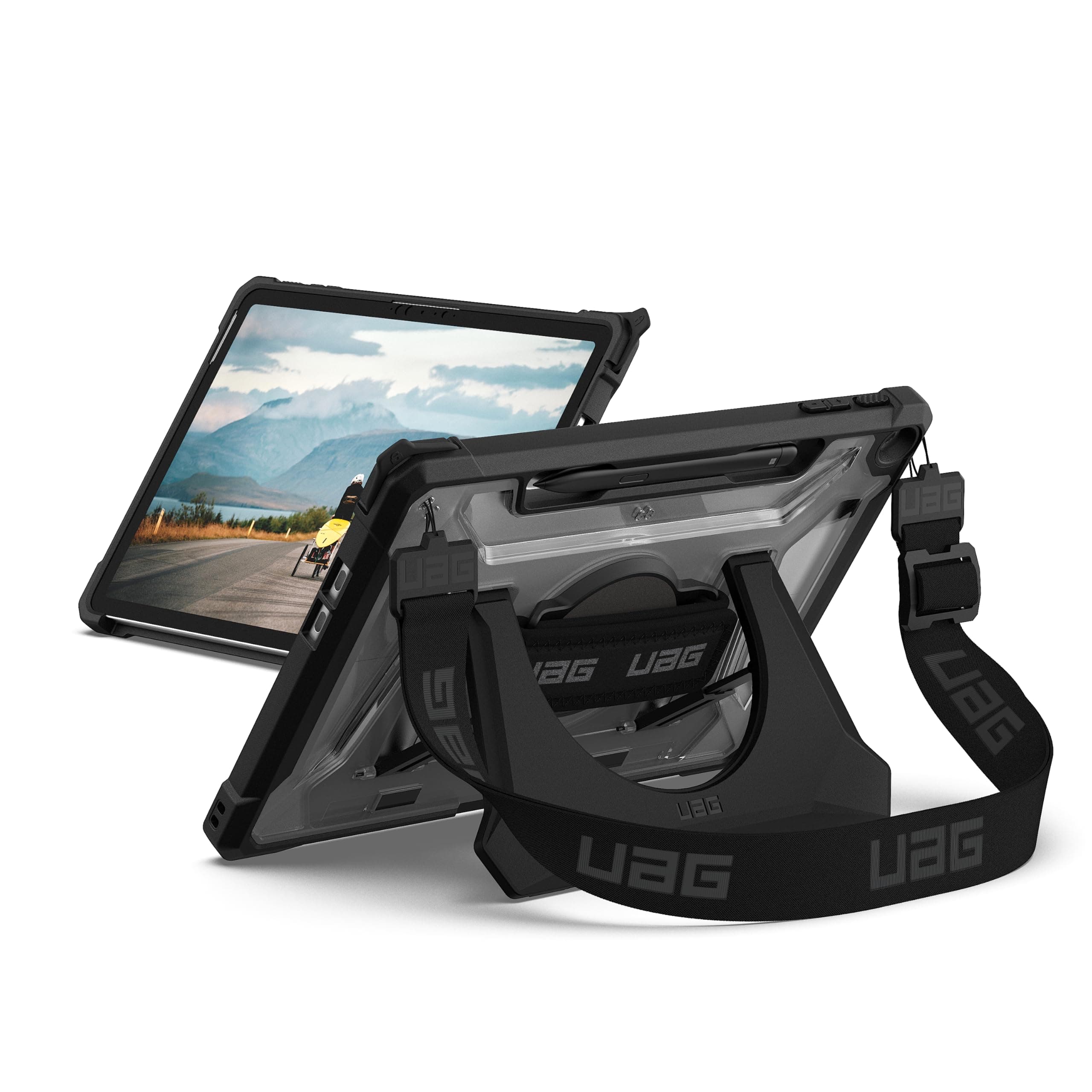 UAG Surface Pro 12" Case, Plasma Feather-Light Rugged Protective Case/Cover Designed for Surface Pro 1st Edition 12" (2025) with Built-in Kickstand Hand & Shoulder Strap - Ice/Black