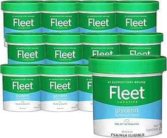 Glycerin Suppositories for Constipation Relief, Fast and Effective Stimulant-free Laxative Jar with Aloe Vera, 24 Count, Pack of 12