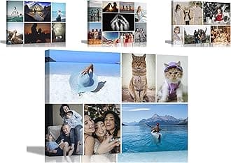 Artley Prints 6 Photo Collage Custom Canvas Art Prints Framed Personalised Photos on Canvas Wall Hanging Decor Family Baby Pictures 51 x 35cm (20 x 14 inches)