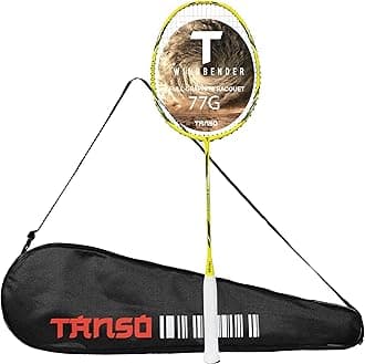 - Windbender Full Graphite Ultra Light Weight Carbon Fibre Strung Badminton Racket (32 Lbs Tension, 680 mm Long, 77 Grams, Strung with Premium Strings and Full Racquet Cover)