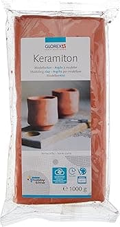 6 1780 707 - Keramiton, Terracotta, Approx. 1000 g, Ready-to-Use Modelling Clay, Air-Hardening or Flammable, Odourless When Burning, Made on a Natural Basis