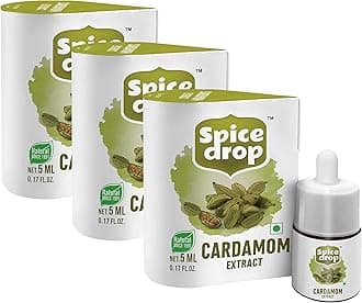 Spice Drop Cardamom Extract - Tea, Coffee, Cooking, Baking, Dessert | 5 ML Equivalent to 80g | Pack Of 3 (240g) | Pure Whole Green Cardamom Pod Extract | No Added Color or Preservative | Vegan