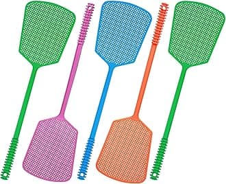 Wapodeai 5 Pack Fly Swatter, Plastic Heavy Duty Manual Fly Killer, Long Handle Flyswatter, Large Bug Swatters, Work for Indoor and Outdoor, Blue Green Pink Orange