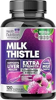 Milk Thistle Supplement - Liver Health Support with Dandelion Root & Silymarin Marianum, Liver Cleanse Detox & Repair - Nature's Milk Thistle Extract - 120 Capsules