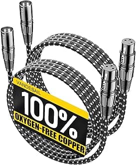 XLR Cable, 6 ft 2 Pack Microphone Cable, XLR Male to Female Balanced Microphone Cord 3 pin, 6ft Short mic Cord