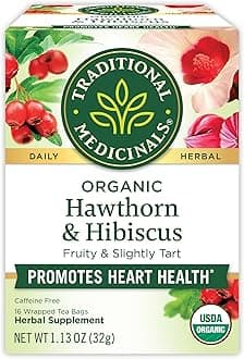 Traditional Medicinals Tea, Organic Hawthorn & Hibiscus, Promotes Heart Health, 16 Tea Bags