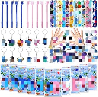 Kids Party Bag Filler, 94PCS Party Bag Gadgets Containing Slap Bands, Keychains, Stickers, Pens and Gift Bags, Birthday Party Gift Prizes for Boys and Girls