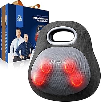 BOB AND BRAD Cordless Back and Neck Massager with Heat, FSA Eligible HSA 4D Shiatsu Massage Pillow for Pain Relief Deep Tissue, 6H Battery, Gift for Stress Relief at Home Office & Car