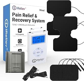 iReliev TENS + EMS Combination Unit Muscle Stimulator for Pain Relief & Arthritis & Muscle Strength with Backlit Display