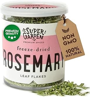 Super Garden Freeze Dried Rosemary - Natural Cooking Herb with Long-Lasting Aroma - Pure Seasoning for Meats, Vegetables & Marinades - No Additives, Rich in Vitamins - 25g
