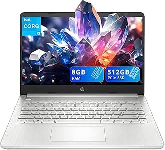 HP 14" FHD Anti-Glare Laptop, Intel i3-1215U, 8GB RAM, 512GB PCIe SSD, Intel UHD Graphics, Backlit Keyboard, HD Webcam, Wi-Fi, Bluetooth, Sliver, Windows 11 (Renewed)