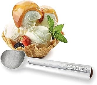 Original Ice Cream Scoop with Unique Liquid Filled Heat Conductive Handle Simple One Piece Aluminum Design Easy Release Made in USA, Ounce, Silver