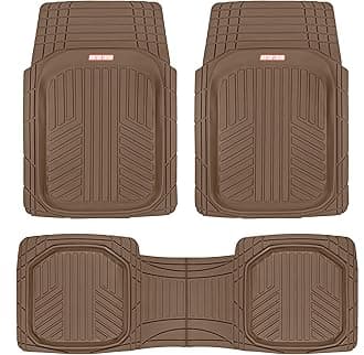 Motor Trend FlexToughXL DeepDish Floor Mats for Cars, Full Set All-Weather Rubber Automotive Floor Mats Waterproof Heavy Duty Car Mats Flexible Floor Liners for Car Truck Van SUV Car Floor Mat (Brown)