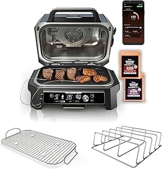 Ninja OG951 Woodfire Pro Connect Premium XL Outdoor Grill & Smoker & XSKRACKXL Woodfire Rib Rack & XSKRSTRKXL Woodfire Roast & Smoke Rack