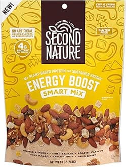 Second Nature Energy Boost Smart Snack Mix - 10 Oz. Resealable Pouch (Pack of 6) - Certified Gluten-Free Snack, Ideal for Travel Snacks