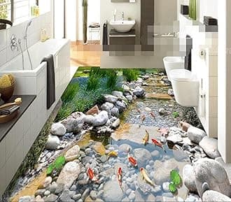 Wall Mural Wallpaper 116 x 83 inch (Width x Height) 3D PVC Flooring Custom Wall Paper Rock Creek Park carp 3D Bathroom Flooring murals Photo Wallpaper for Walls 3D