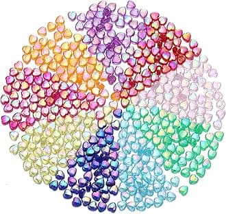 Azonee 450 Pcs 9mm Acrylic Heart Shape Beads for Jewelry Making Craft DIY - 9 Mixed Colors Loose Spacer Beads With Small Hole for Bracelet Necklace Earrings