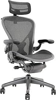 Herman Miller Aeron Chair - Highly Adjustable Graphite Frame - with PostureFit - Carbon Classic (Medium)