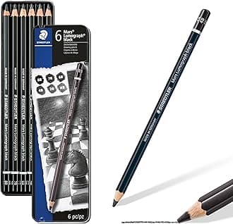 Mars Limited Lumograph Drawing Pencil 6 Pieces Pack, Black