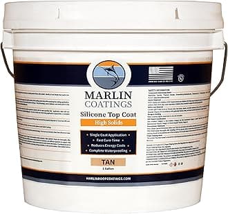 100% Silicone Roof Sealant - Self Leveling - Complete Waterproofing - Easy One Coat Application - Designed for Your RV, Camper, Trailer, Commercial Building… (1 Gallon, Tan)