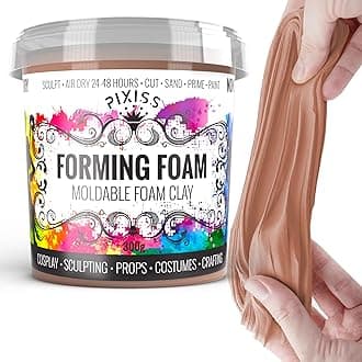 PixissMoldable Cosplay Foam Clay - Premium Tan Foam Air Dry Clay Cosplay Foam for Costumes, 300 Gram Sculpting Clay for Crafts - Flexible Air Drying Clay Foam
