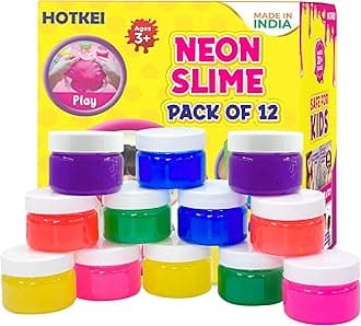 HOTKEI Pack of 12 Neon Colored Slime Multicolor Fruit Scented DIY Toy Slimy Slime Gel Jelly Putty Set Art kit Toys Birthday Gift for Boys Girls Kids 3 to 10 Years 600 gm