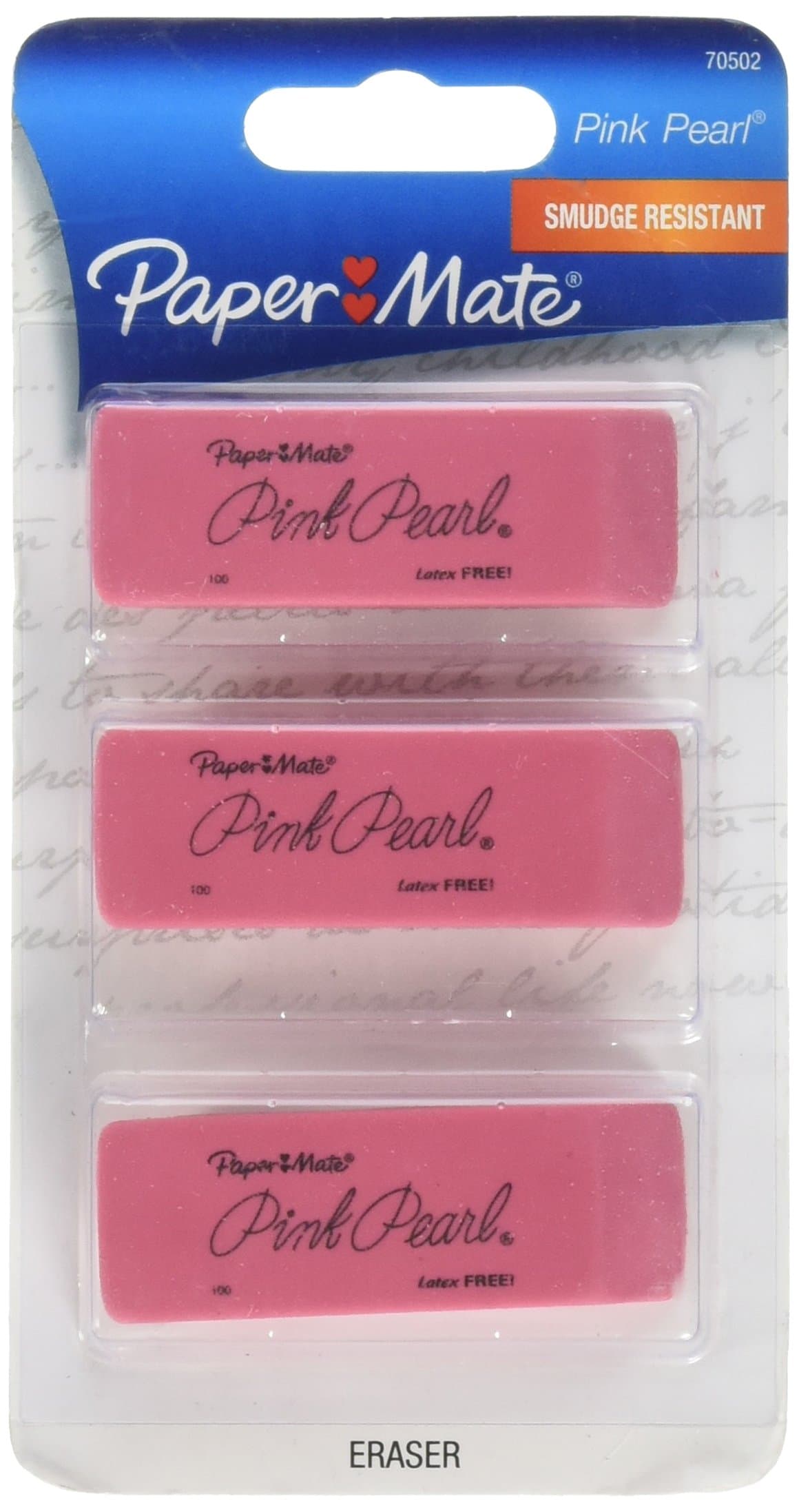 Pink Pearl Erasers, Medium, 3 Count