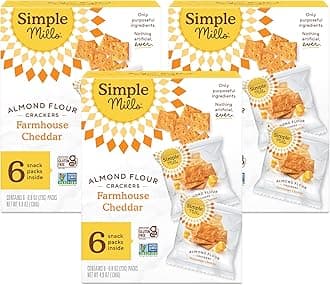 Simple Mills Almond Flour Crackers, Farmhouse Cheddar Snack Packs - Gluten Free, Healthy Snacks, 4.9 Ounce (Pack of 3)