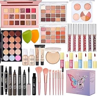 All in One Makeup Kit, Make Up Gift Set for Women, Makeup Kit for Women Full Kit, Includes Foundation Face Primer Eyeshadow Concealer Liquid Blush Lipgloss Eyeliner Mascara Cosmetic Brushes Set