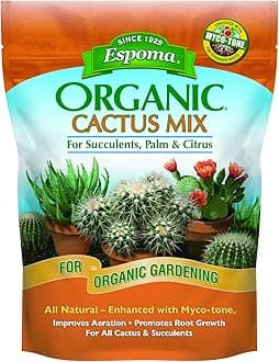 Espoma Organic Cactus Potting Soil Mix, Natural & Organic Soil for Cactus, Succulent, Palm, and Citrus Grown in containers Both Indoors and Outdoors, 4 qt, Pack of 1