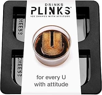 DRINKSPLINKS Letter U Personalized Ice Cubes Mold With Initials. Custom Ice Cube Trays are Ideal as Monogram Whiskey and Bourbon Gifts for Men and Women, Cocktail Accessories and Customized Gifts.