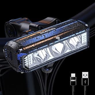 Best Bike Lights 2600 Lumen, 5 LED Bicycle Light with High Beam Low Beam, Best Bike Lights for Night Riding, USB-C Rechargeable Bike Headlight, Waterproof Bicycle Lights, Power Bank Function