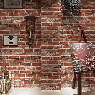 Rustic Reddish Brown Brick Wallpaper - 3D Brick & Stone Pattern Effect - Russet Brick - Industrial Anti-Fouling Texture - Vintage Slate for Bedroom, Living Room, Lounge, Hallway
