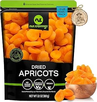 NUT CRAVINGS - Dried Turkish Apricots, No Sugar Added, Unsweetened (32oz, 2 LB) Sweet Healthy Snack, Vegan, Resealable Bag