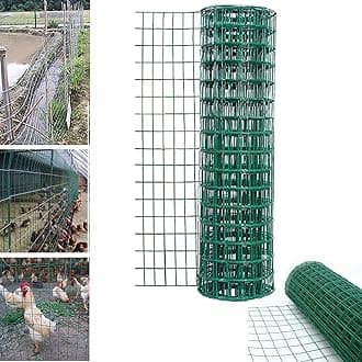 Garden Fence Green PVC Coated Wire Mesh Fencing Rolls 0.9m x 25m Hot Dipped Galvanized Netting 100mm x 75mm Hole Size Holland Wire mesh Anti-Rust Chicken Wire Fencing for Garden Outdoor