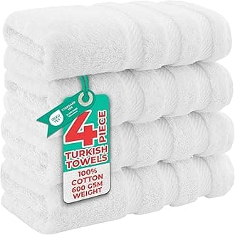 American Soft Linen Luxury Hotel & Spa Quality, 100% Turkish Genuine Cotton, 16x28 Inches 6-Piece Hand Towel Set for Maximum Softness & Absorbency, Dry Quickly - Bright White