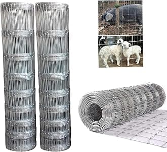 JAOSY Stock Fence Livestock Fencing L8/80/15 Stock Metal Mesh Agricultural Industry Enclosure 50M×80CM Hot Dipped Galvanized Stock Fence for Pig Sheep Deer Cow Horse Outdoor Netting