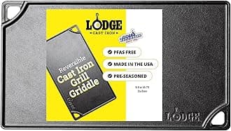 Lodge Pre-Seasoned Cast Iron 2-in-1 Double-Sided Reversible Grill Pan/Griddle Plate for Indoor and Outdoor Use. Flat and Ridged. Induction, Oven, Grill and Metal Utensil Safe. Made in The USA