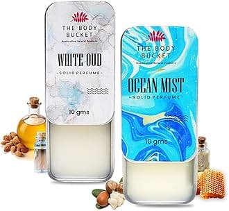 Combo of Ocean Mist & White Oud Solid Perfume- 10 Gms each | Alcohol Free- Pocket Friendly & Easy to Apply, Non-Greasy Cologne Balm | Unisex Gifting Collection