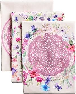 Maison d' Hermine Kitchen Towels Set of 3 100% Cotton 27.50" x 20" Reusable Cloth Tea Dish Towels Absorbent with Hanging Loop for Kitchen, Home, Dining, Cocktail Parties Spring/Summer (Chardon)