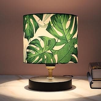 tu casa Urban Radiance Black Metal Base Table Lamp with Palm Print with Satin Shade for Home Decoration Bedroom Living Room Lounge Office Festival Gifting Study Table