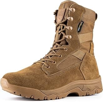 FREE SOLDIER Men's Work Tactical Boots 8 Inches Lightweight Combat Boots Durable Suede Leather Military Boot Desert Boot