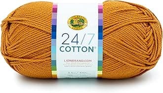 24/7 Cotton, Mercerized Lightweight Yarn for Knitting, Crochet, and Crafts, Amber, 1 Pack