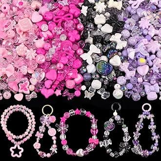 210-270PCS TINKRSTUFF Assorted Acrylic Beads for Bracelet Making,Cute Beads for Jewelry Making Flower Bow Butterfly Candy GummyBear Kawaii Aesthetic Bracelet Charms, Necklace Keychain Phone Charms DIY