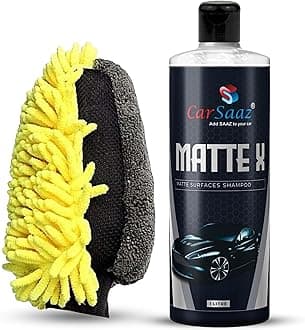 CAR SAAZ Matte X Car & Bike Wash Shampoo (1 Ltr) with Waterproof Microfiber Mitt Glove | Matte Painted Cars, Bikes Shampoo | Wash, Shine & Protect | pH Neutral, Highly Effective (1000 ml)