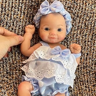 OtardDolls 11 Inch Silicone Baby Doll Full Body Soft Silicone Reborn Mini Real Life Dolls Handmade Real Babies Dolls Set