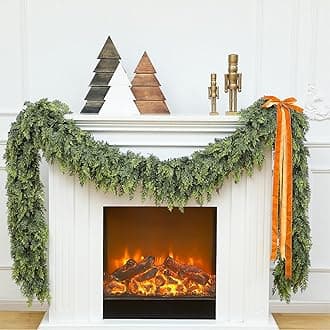 Waydress 1 Pcs 9ft Christmas Cedar Garland Artificial Realistic Soft and Thickness Green Faux Cedar Pine Garland for Home Fireplace Indoor Outdoor Holiday Party Decoration