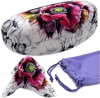 MyEyeglassCase® Large Hard Sunglasses Case | fits Large curved Sunglasses, with microfiber bag and cleaning cloth