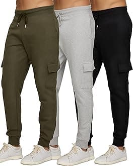 PURE CHAMPMens 3 Pack Fleece Active Athletic Workout Jogger Sweatpants for Men with Zipper Pocket and Drawstring Size S-3XL