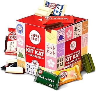 Japan Crateすごい Japanese KitKat Variety Pack - 50-Piece Chocolate Snack Size Sampler Box with 6 Unique Flavors - Mont Blanc, Orange, Milk Tea, and More, Individually Wrapped Choco Minis
